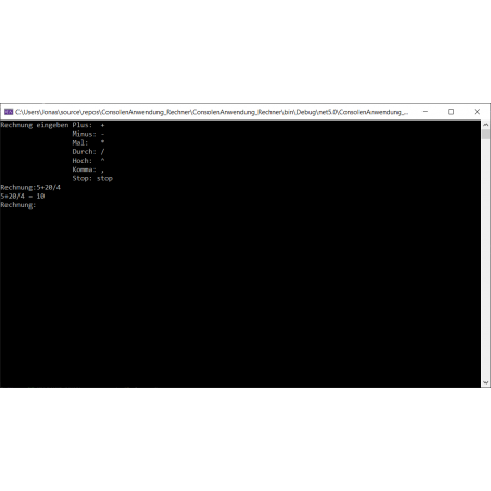 Taschenrechner in der Consolenanwendung